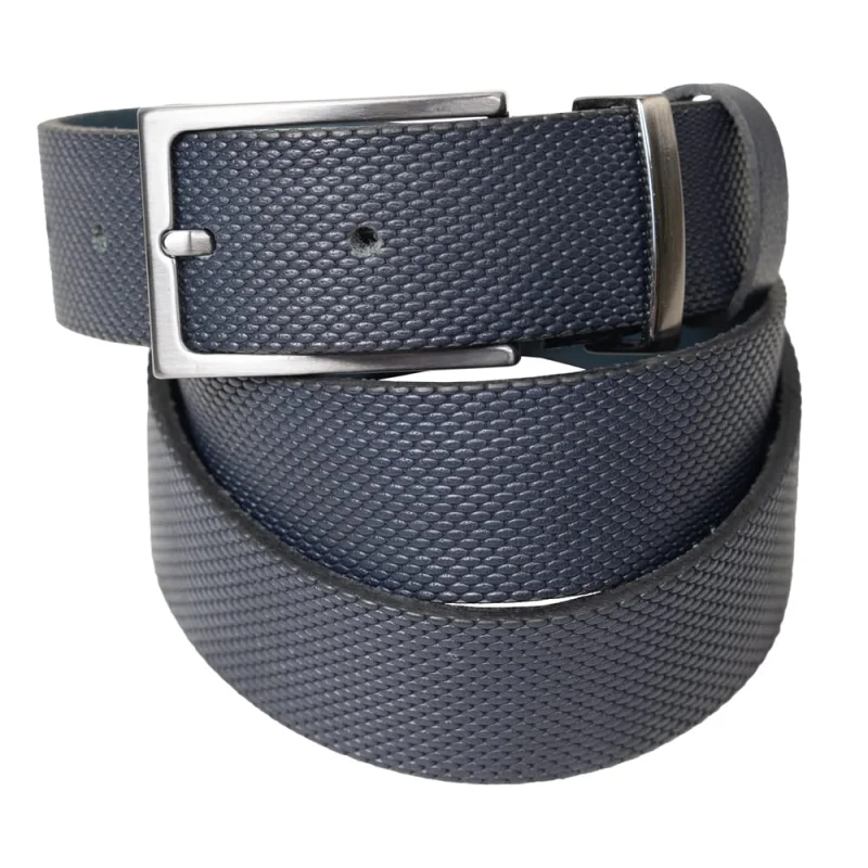 Curea barbati din piele naturala bleumarin Imprim - 110 cm