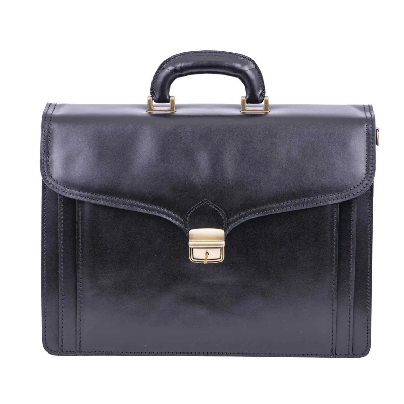 Servieta barbati din piele naturala neagra Executive Pro Carrier