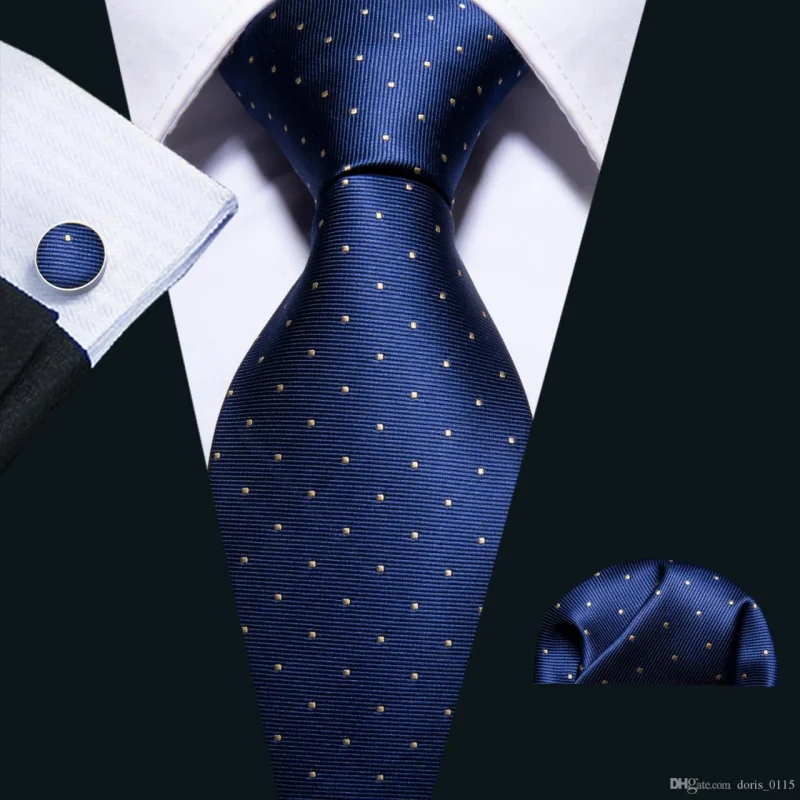 Set cravata albastra + batista + butoni - matase - model 112