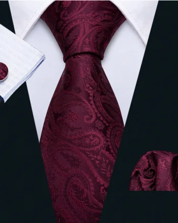Set cravata bordo + batista + butoni - matase - model 351