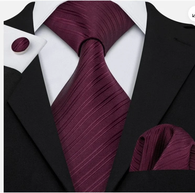 Cravata bordo + batista + butoni - matase -- model 867