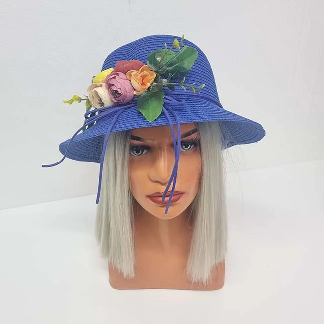 Palarie de plaja ChiClove cu flori, albastru