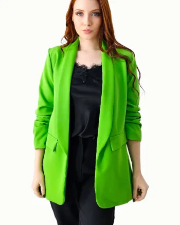 Sacou casual Adnana, fara inchidere, cu buzunare decorative, Verde smarald, Marime S/M