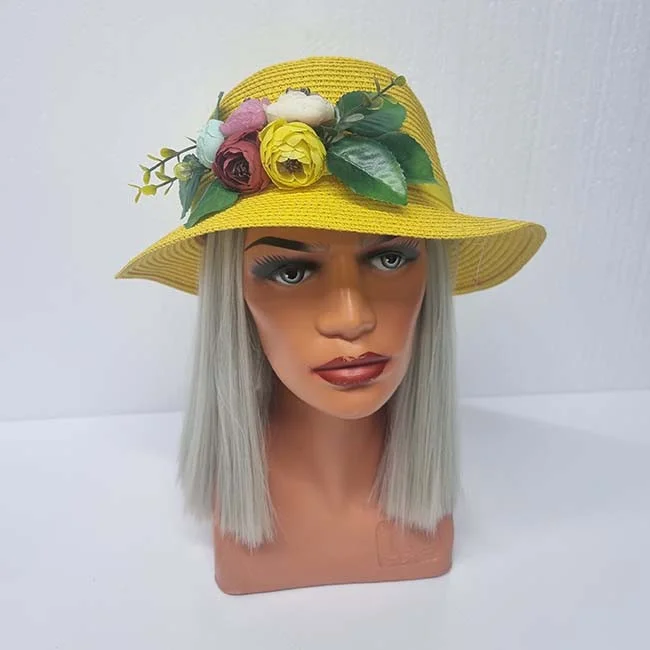 Palarie de plaja ChiClove cu flori, galben