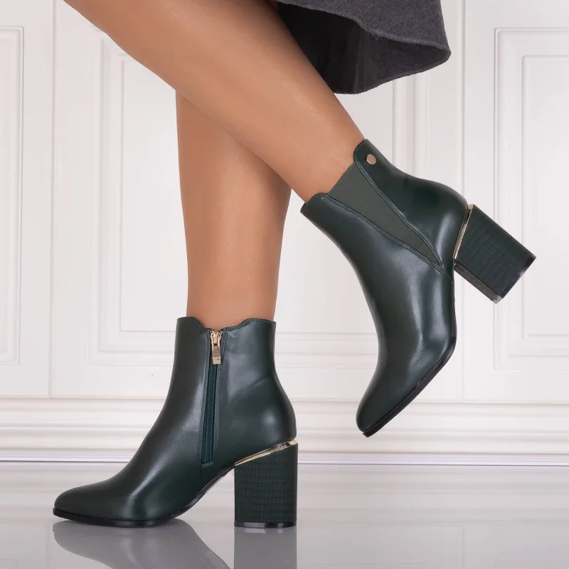 Botine dama Verzi din Piele Ecologica Lamisa