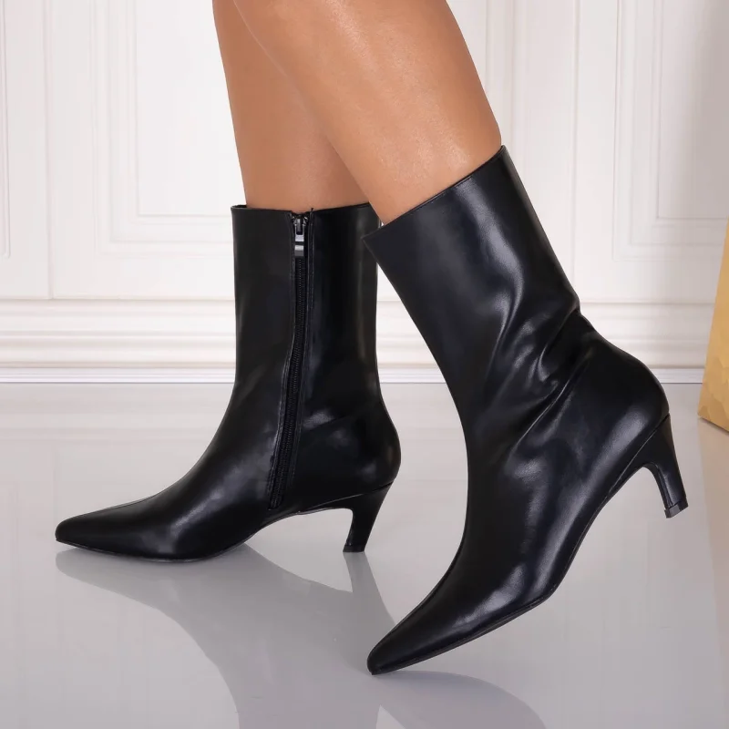 Botine dama Negre din Piele Ecologica Loretta