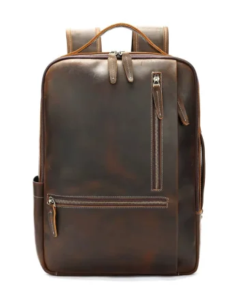 Rucsac pentru barbati, Zadiel GT3317, piele naturala, Maro