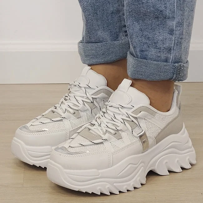 Sneakers albi cu talpa groasa DKB9201 M4