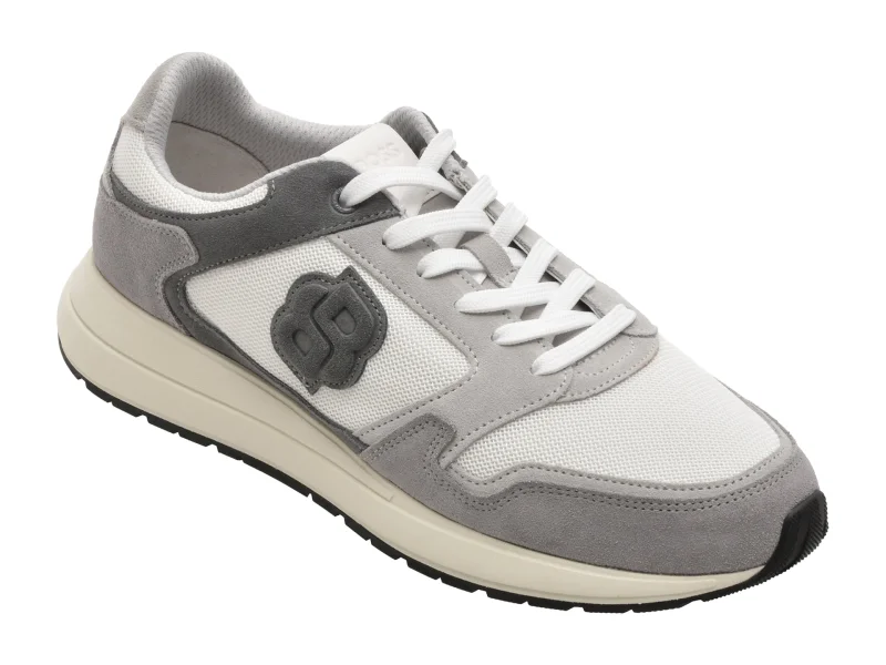 Pantofi sport BOSS gri, 4612, din material textil si piele naturala