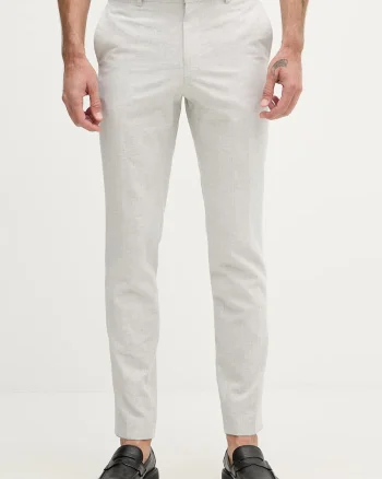 BOSS pantaloni slim fit pentru bărbați, cu amestec de in Genius