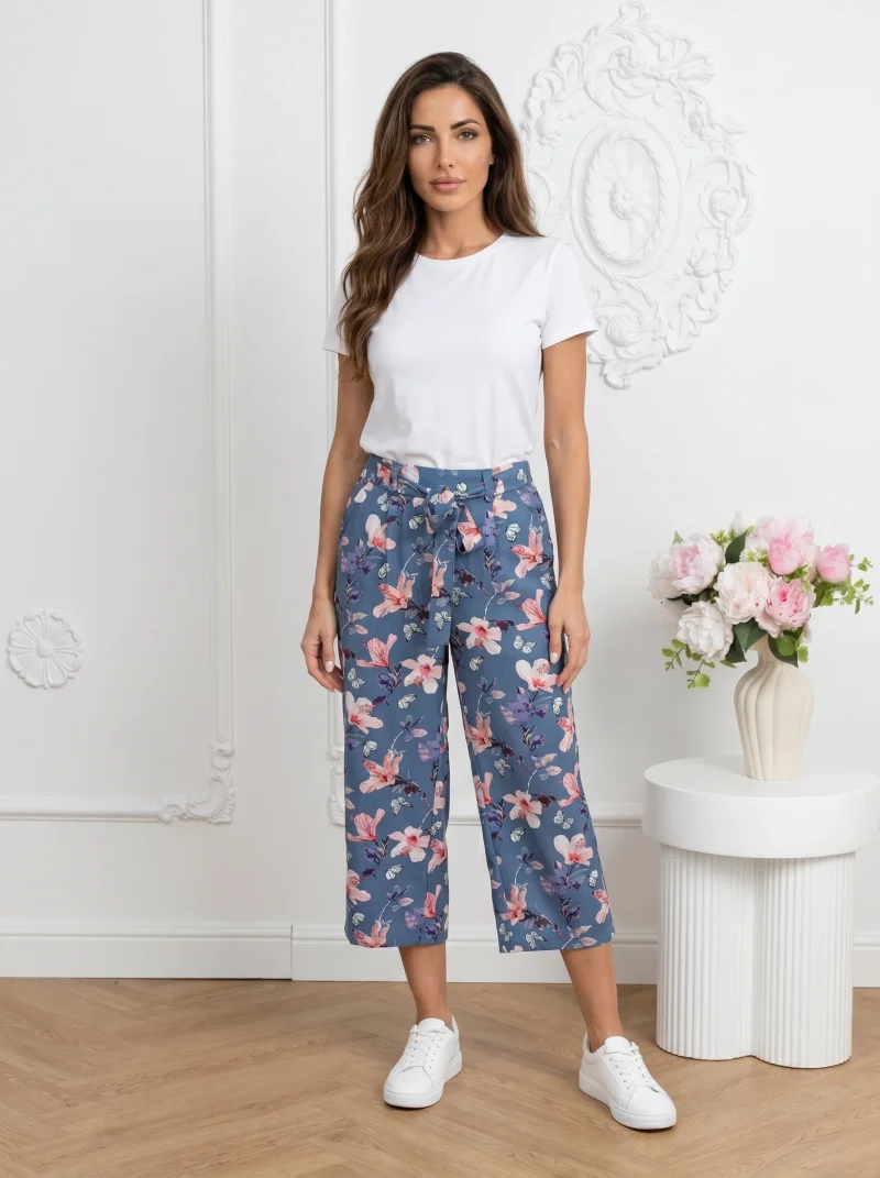 Pantaloni cu imprimeu floral si ...