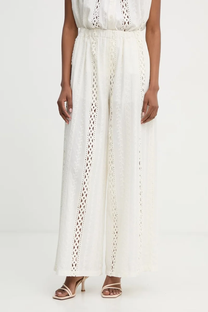 Haveone pantaloni wide leg pentru femei, din bumbac