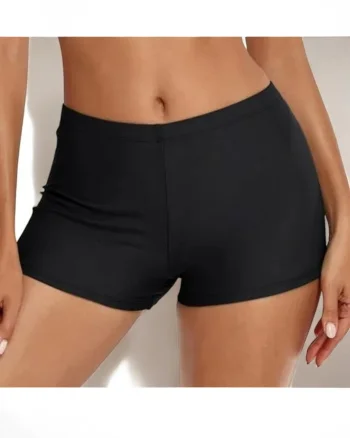 Slip de baie dama, tip pantaloni scurti cu snur reglabil, negru 2296d