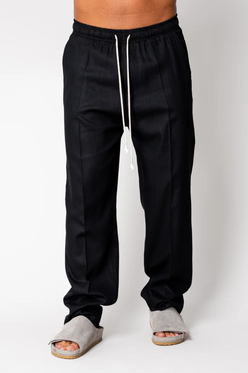 Pantaloni lung din IN cu snur Black