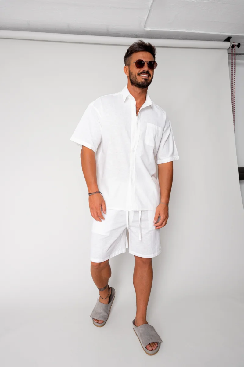 Set Vento camasa si pantalon scurt White
