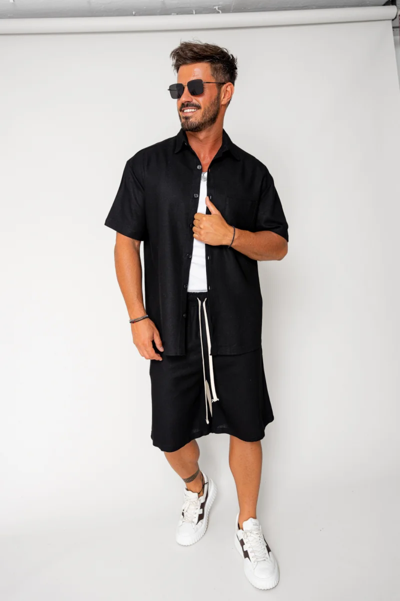 Set Lion din In camasa si pantalon scurt Black
