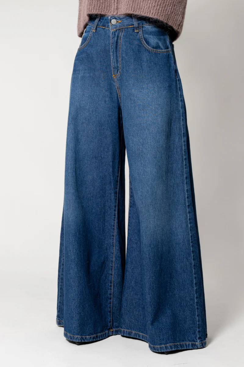 Blugi foarte largi din denim Dark Blue