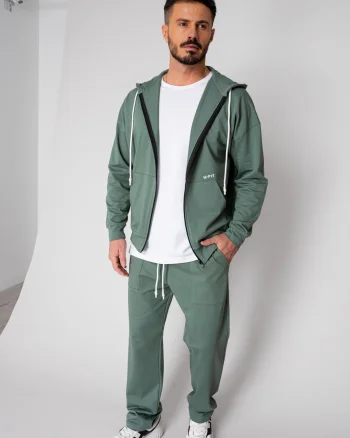 Set Loren din bumbac Jacheta si pantalon Dark Olive