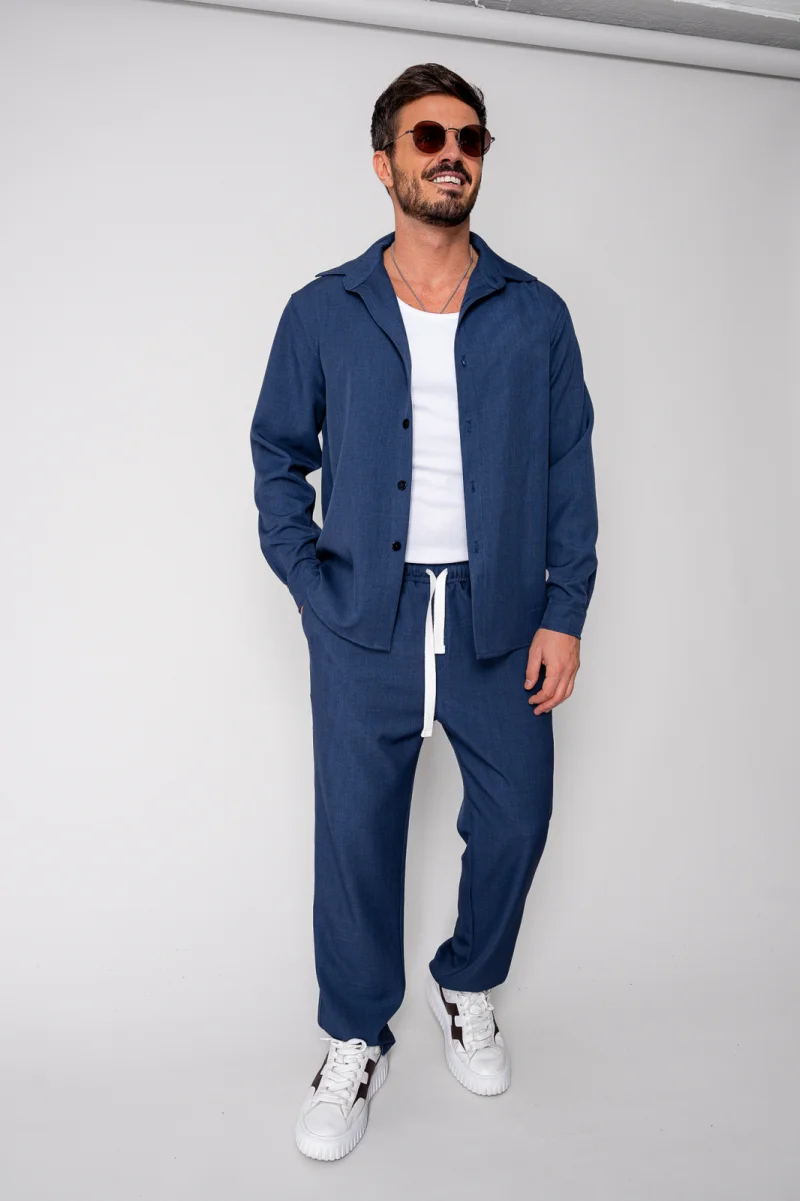 Set camasa si pantalon lung Premium Edition Dark Blue New