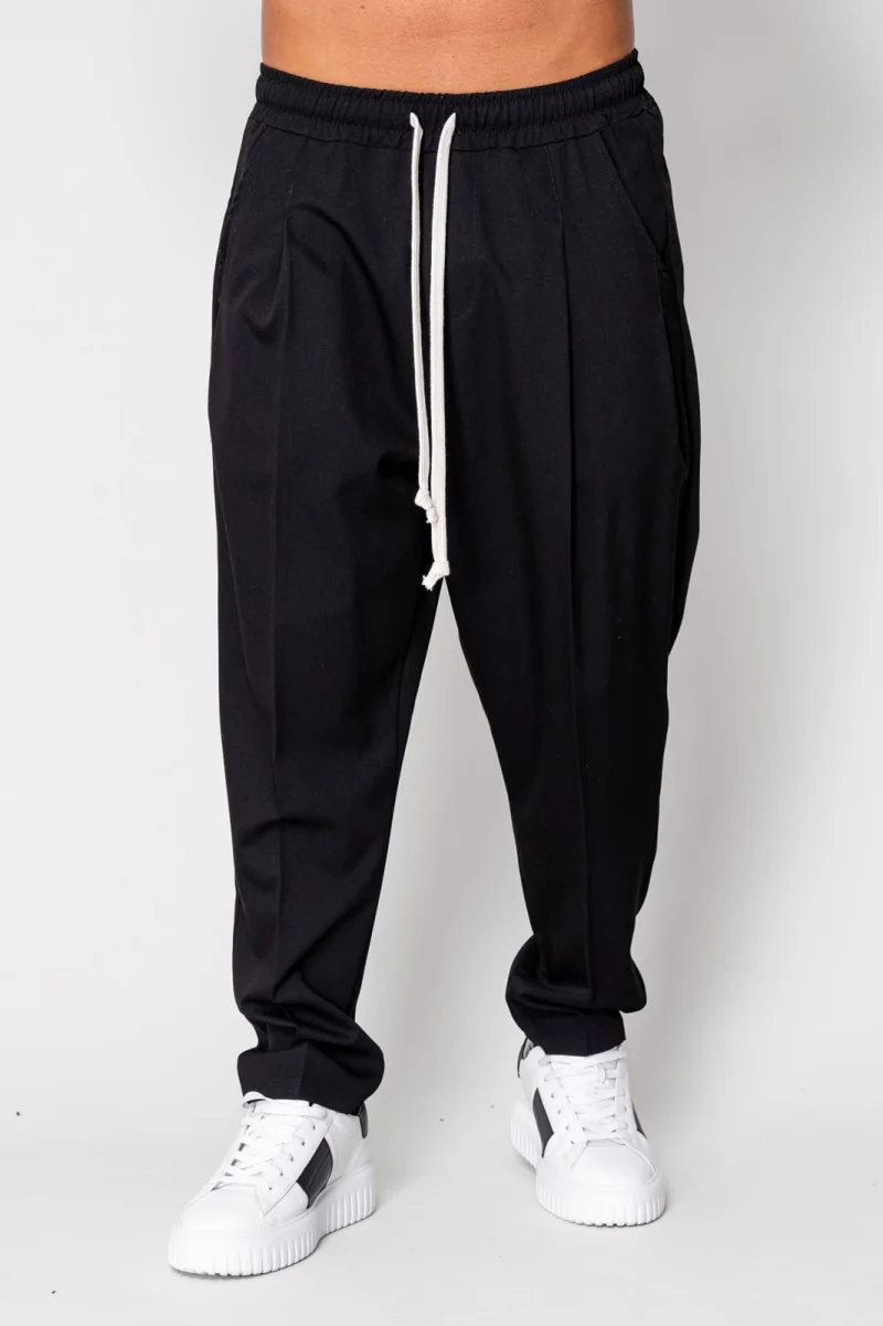 Pantalon lung larg cu snur Black