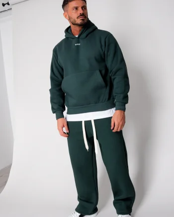 Set Urban Winter hanorac si pantalon drept Bottle Green