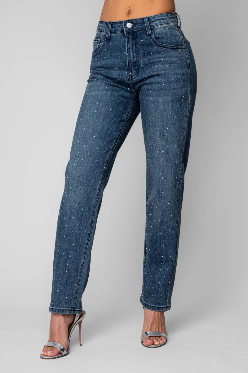 Blugi lungi cu strasuri Blue