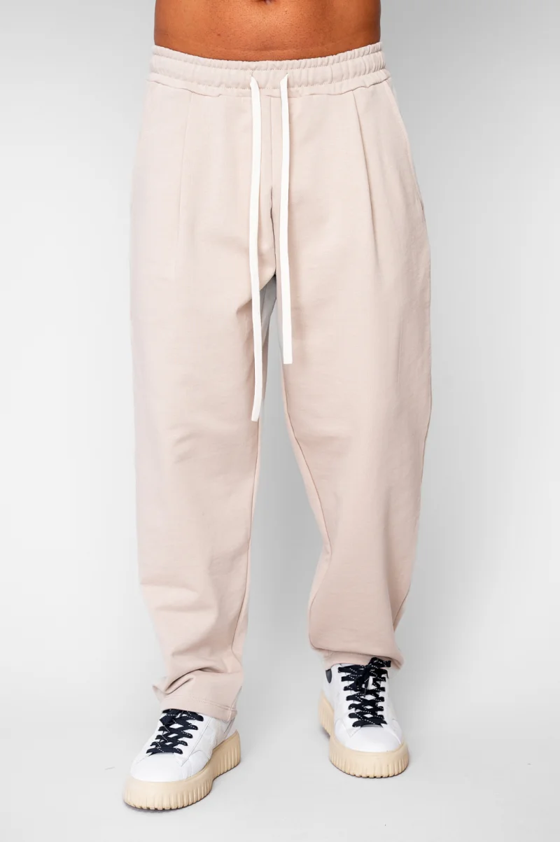Pantaloni lung drept Oversized din 100% Bumbac - 400gr mp Premium Edition Beige