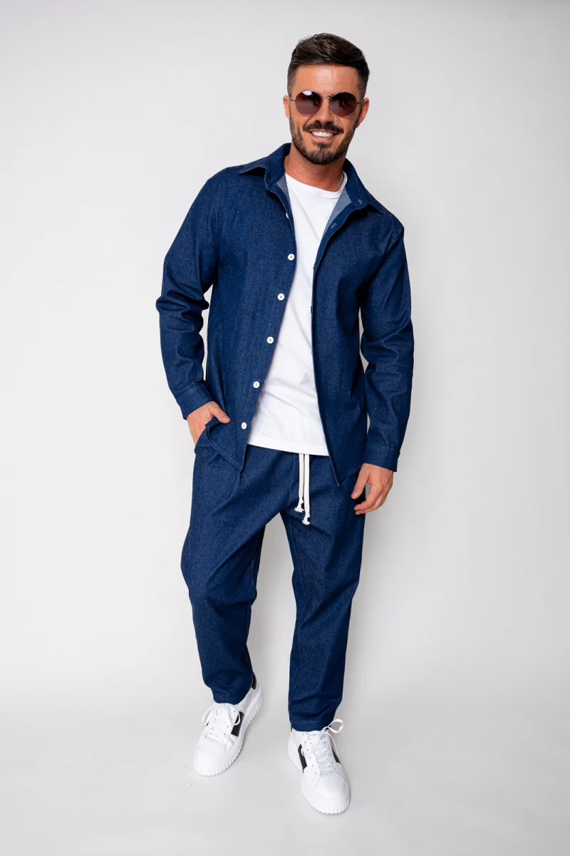 Set Maxwell din denim elastic Camasa si pantalon Premium Blue