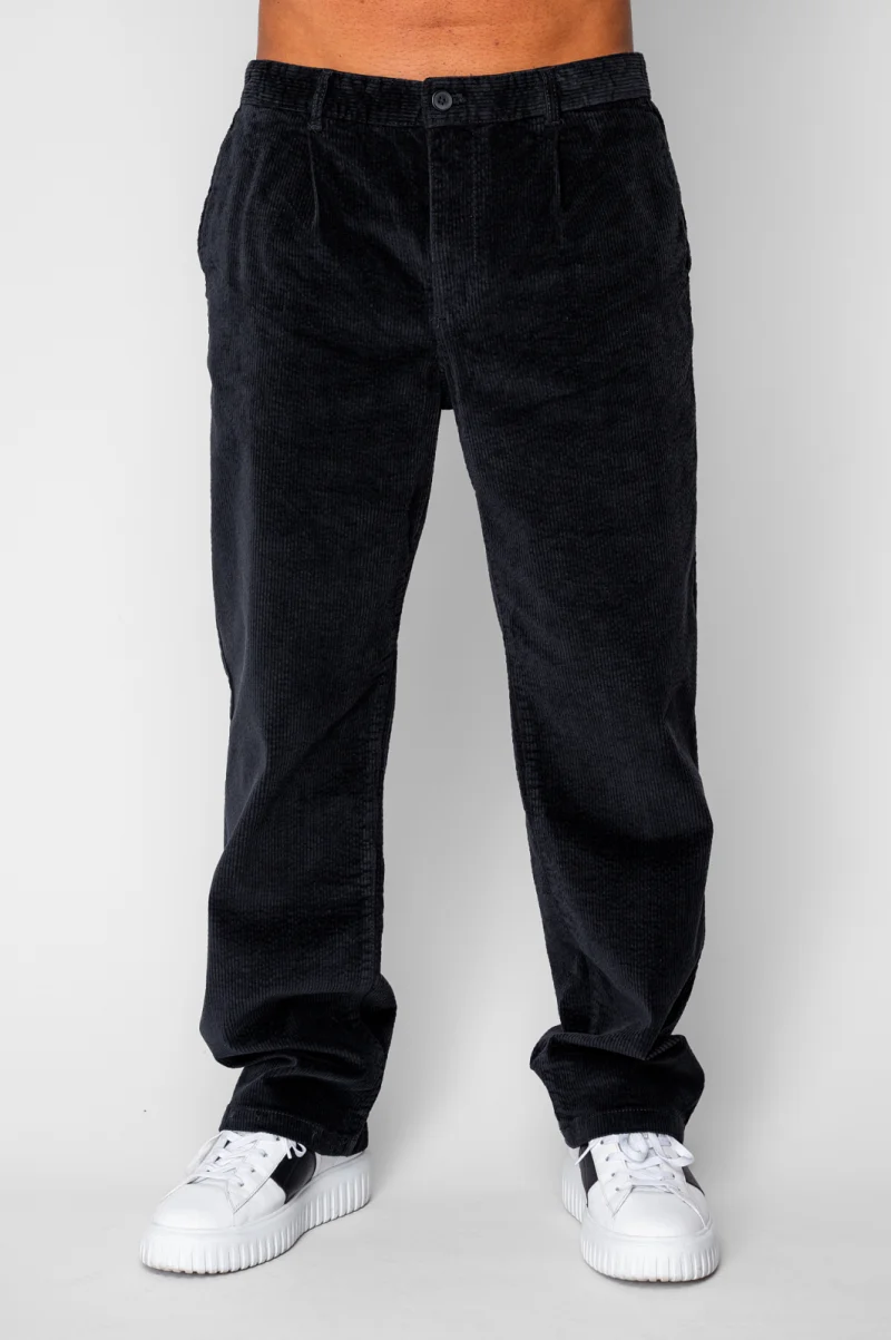 Pantaloni Relaxed Fit lung din reiat bumbac Black