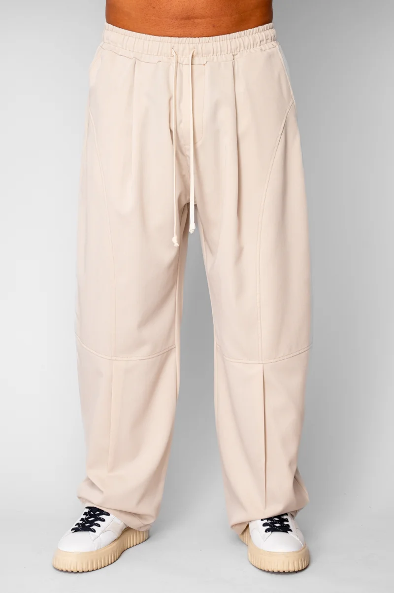 Pantaloni lungi drepti Baloon Fit Beige