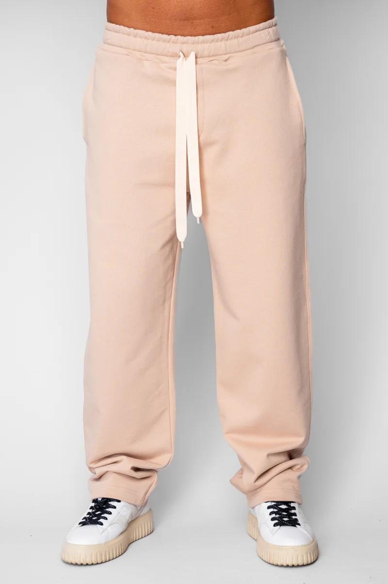 Pantaloni lung drept din 100% Bumbac Beige