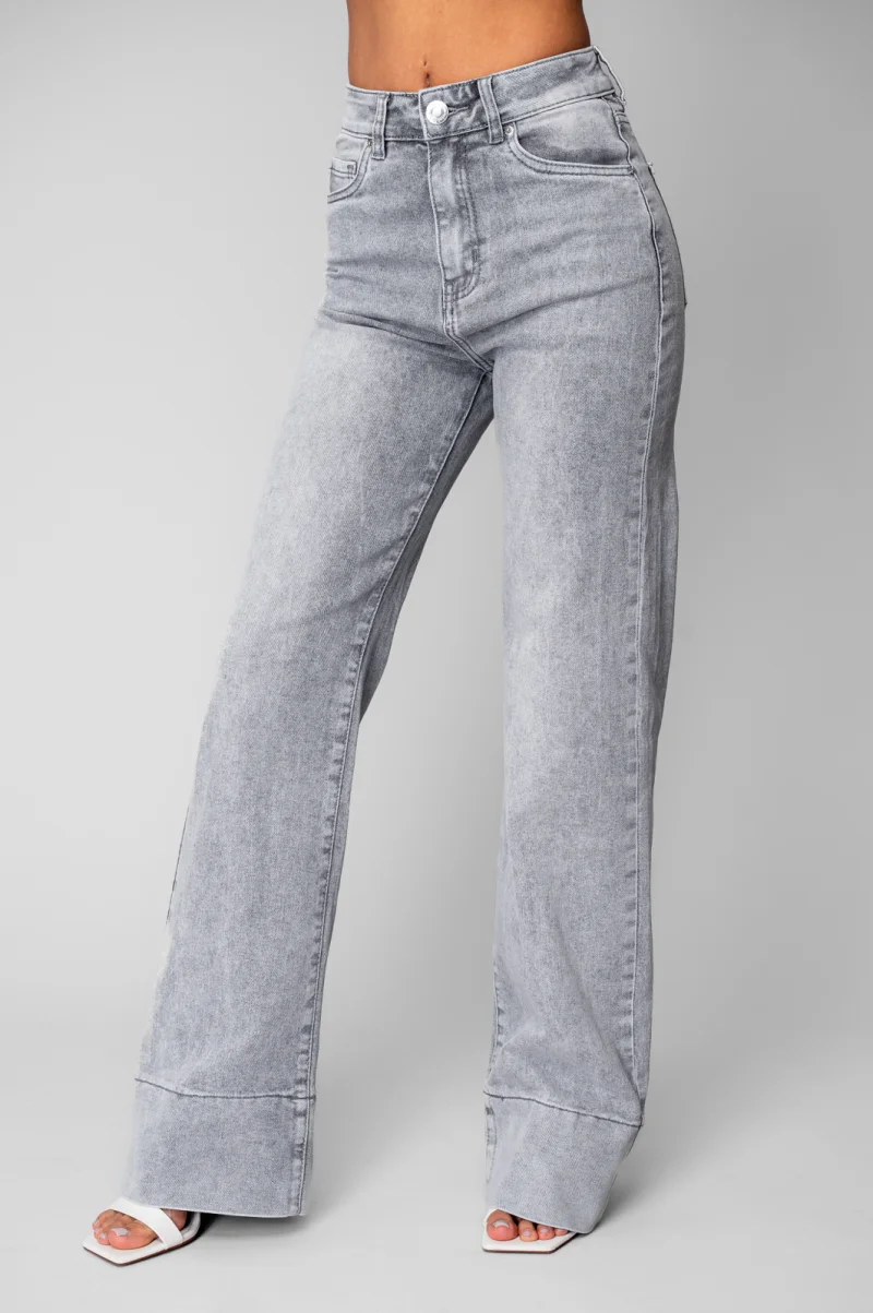 Blugi elastici largi din denim Light Grey