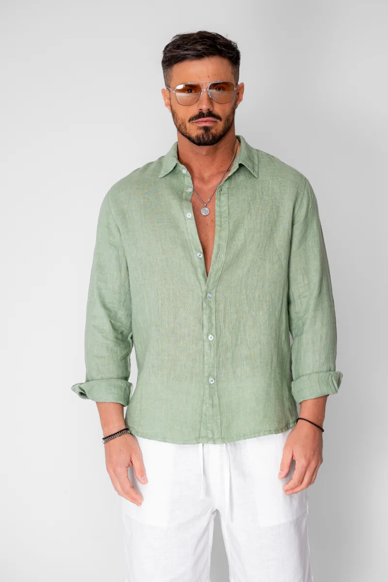 Camasa din 100% In de plaja Light Olive