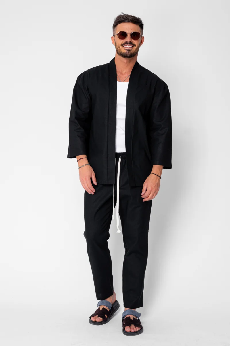 Set Tulum Jacheta tip kimono si pantalon lung Premium Edition Black