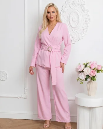 Compleu elegant roz din doua pie...