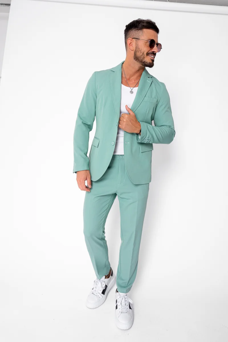 Costum sacou si pantalon lung Mint Green
