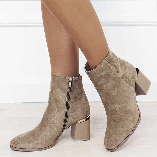 Botine kaki deschis elegante 7607-2 116