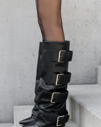 Cizme negre elegante cu toc comod 7677A 110
