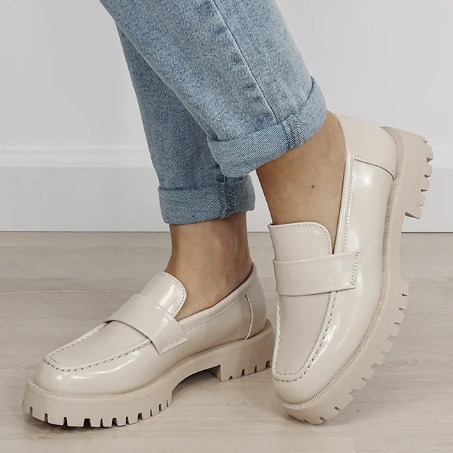 Mocasini bej lacuiti de tip loafers DMLM8302 01