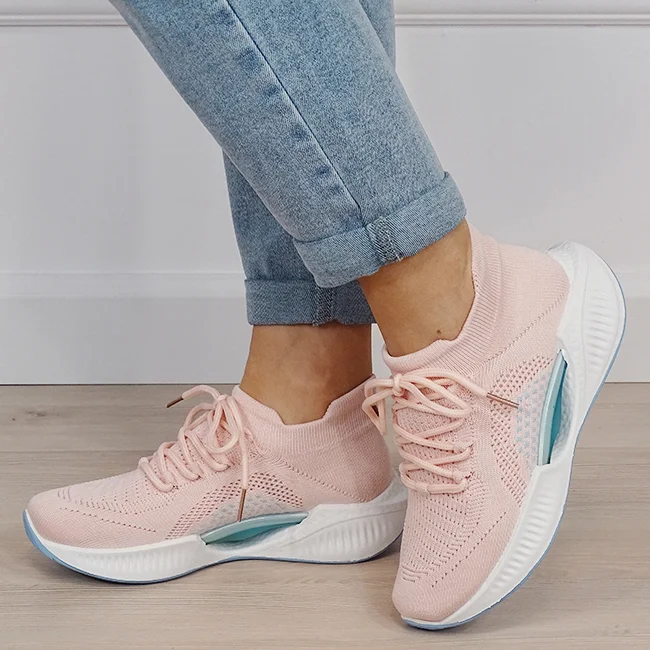 Sneakers roz tip soseta cu platforma 7561 M4