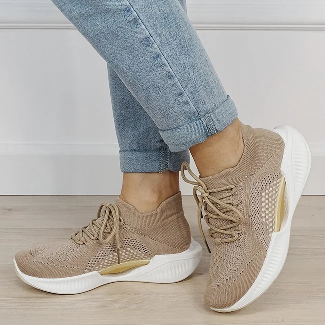 Sneakers kaki tip soseta cu platforma 7561 M4