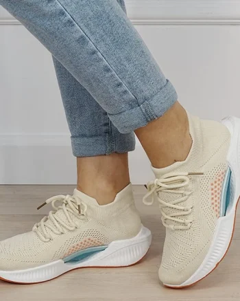 Sneakers bej tip soseta cu platforma 7561 M4