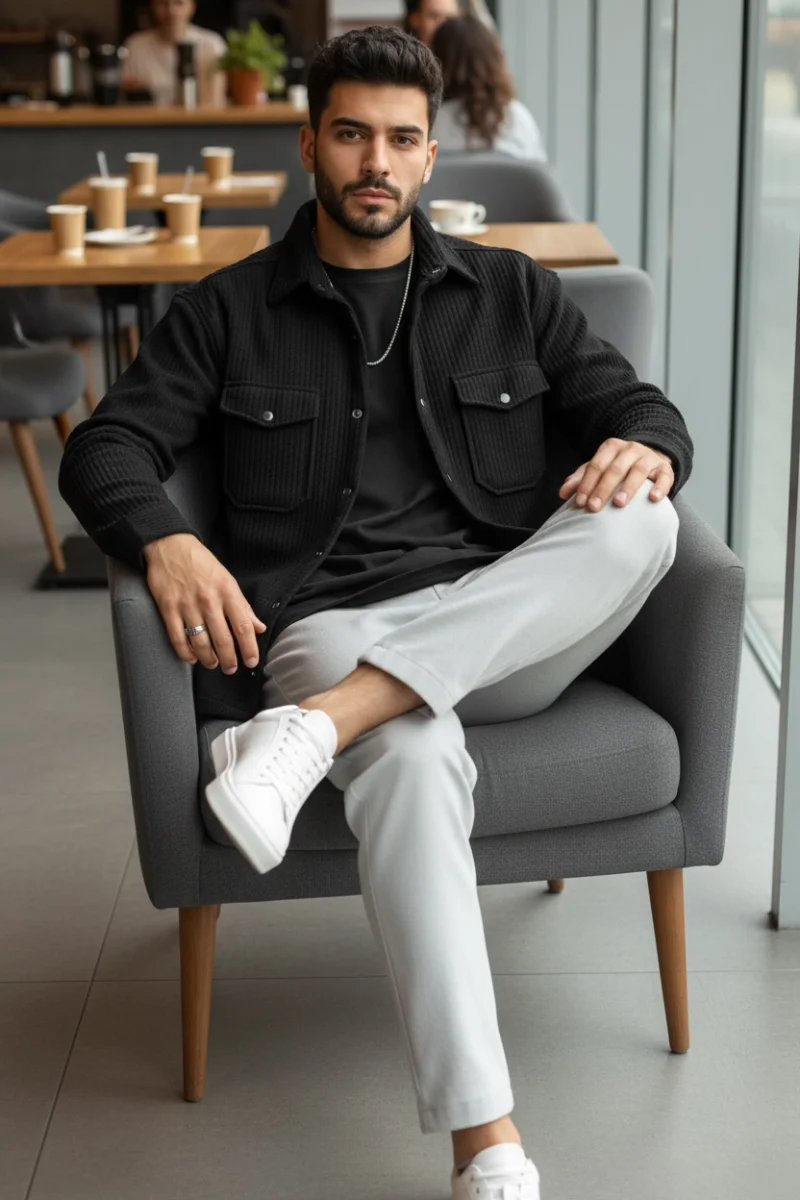 Camasa barbati casual neagra 12915
