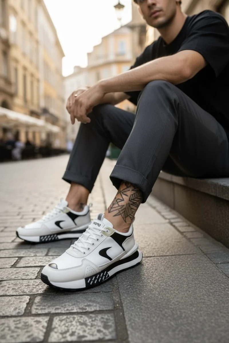 Adidasi barbati casual  albi A105