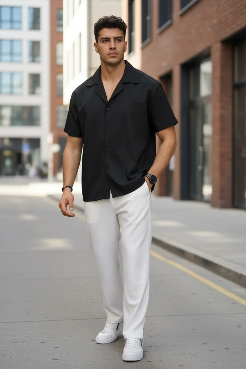 Camasa barbati slim fit neagra Y086 P19-1.3
