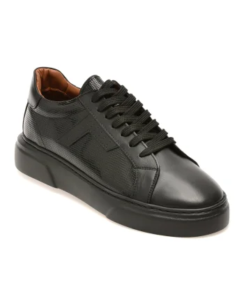 Pantofi sport LOST negri, LST102, din piele naturala