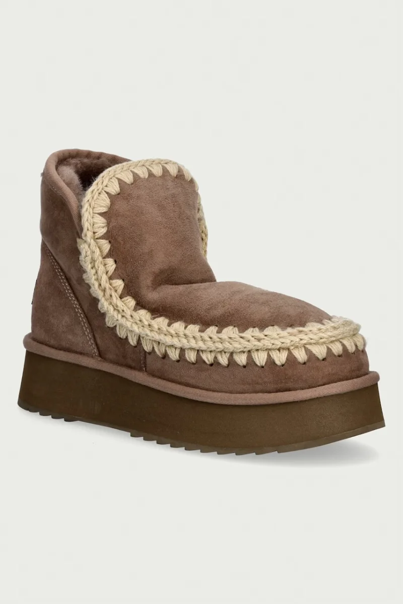 Mou  Mini Eskimo Platform Boot cizme de zăpadă pentru femei din piele întoarsă