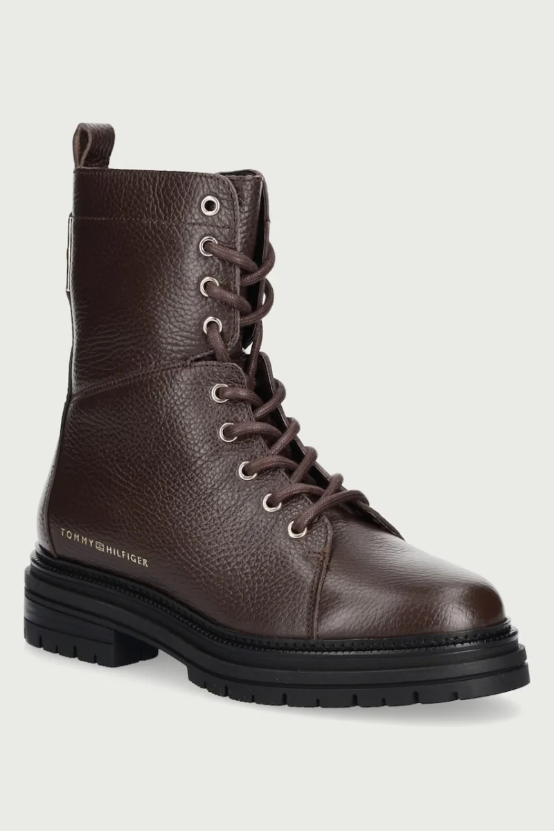 Tommy Hilfiger  bocanci pentru femei din piele TH EMBOSS GRAIN LEATHER BOOT