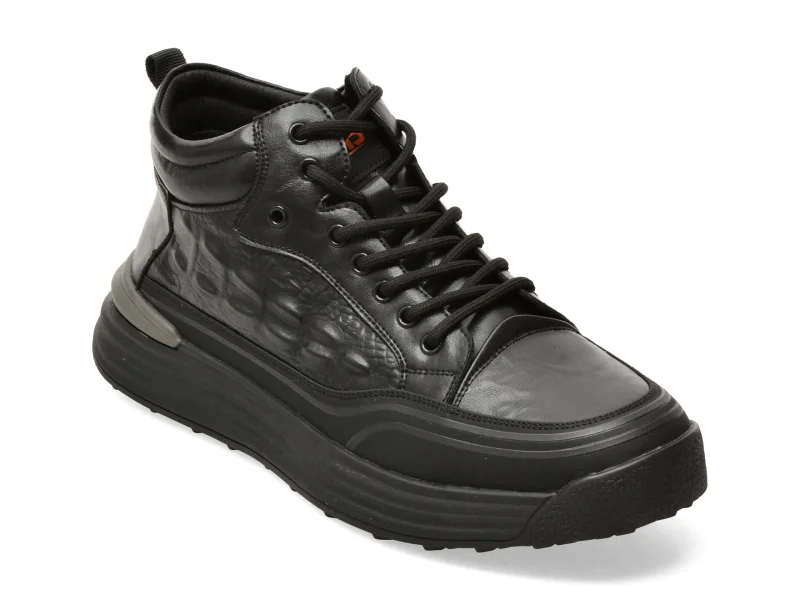 Ghete BITE THE BULLET negre, 66003, din piele naturala