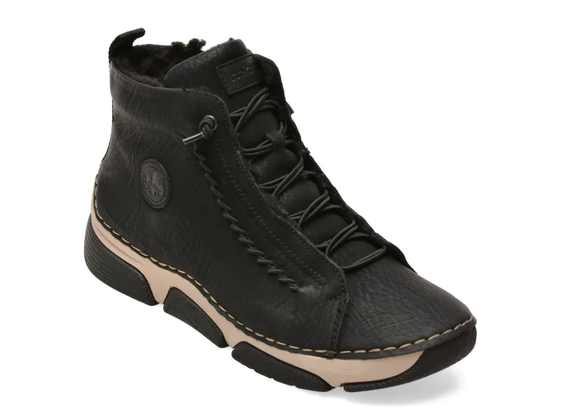 Ghete RIEKER negre, 45912, din piele ecologica